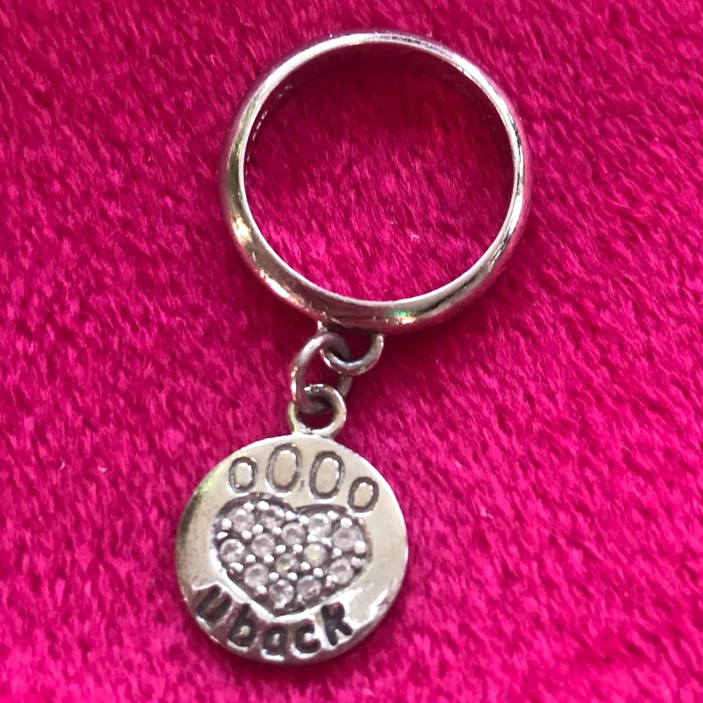 Adorable sterling silver ASPCA dangle ring.